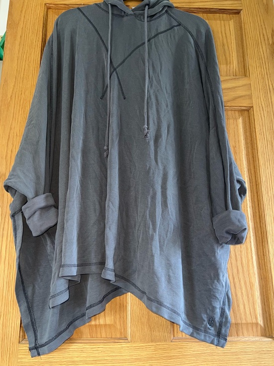 Free People Tops - Free People Hooded Tunic Top in Charcoal Gray
